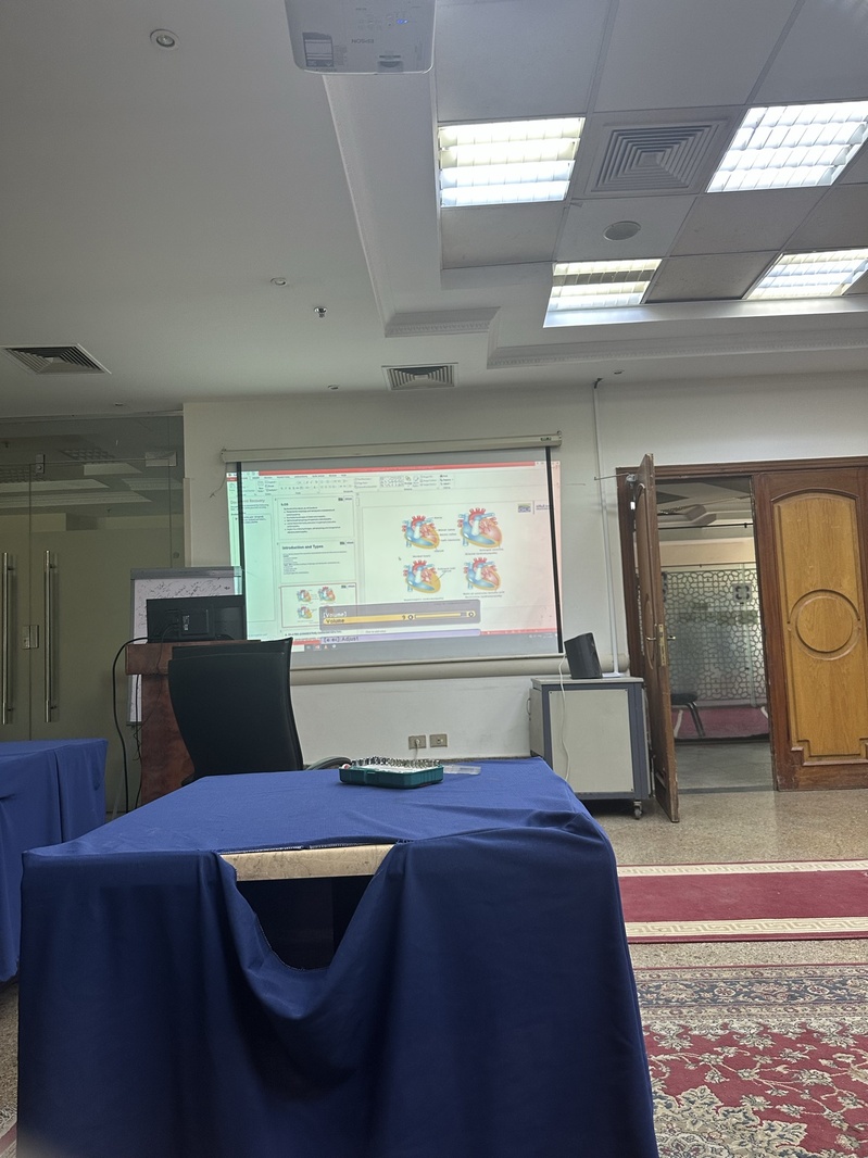 Large-format display in a lecture hall