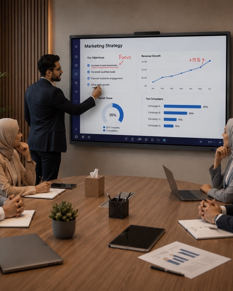 Hands-on training on the interactive display
